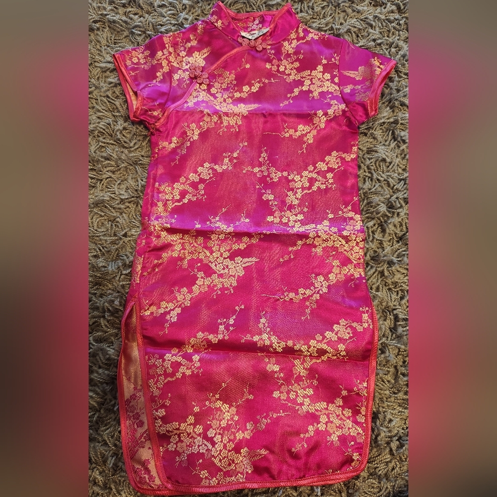 Girls Fuchsia Cheongsam or Qipao Dress
